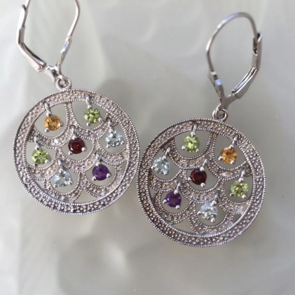 14k gold earrings with gemstones - Picture 5 of 7